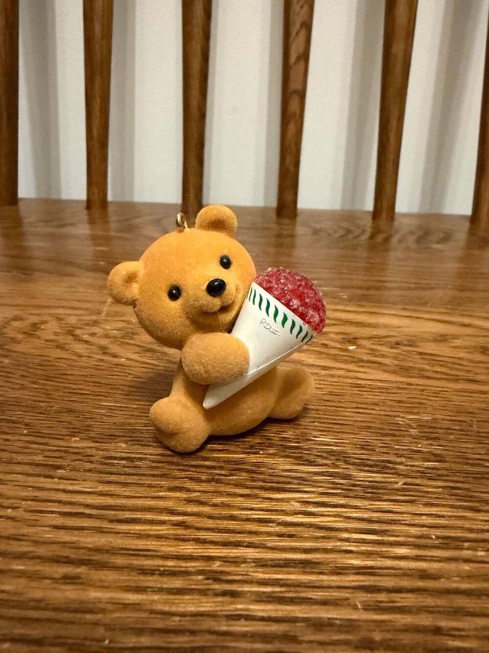 Hallmark Very Strawbeary Bear Christmas Ornament Flocked Teddy Snow Cone